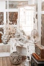 Shabby chic vintage white dressing table Royalty Free Stock Photo