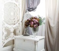 Shabby chic white room interior, wedding decor Royalty Free Stock Photo