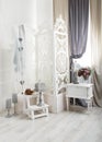 Shabby chic white room interior, wedding decor Royalty Free Stock Photo