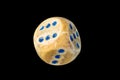 Shabby dice on black Royalty Free Stock Photo