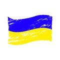 Shabby flag of Ukraine. Battered and scratched blue yellow state canvas