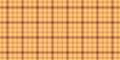 Shabby seamless texture textile, creative plaid vector background. Cutout tartan pattern fabric check in orange and red colors