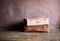 Shabby Vintage Stacked Ancient Suitcases Travel Royalty Free Stock Photo