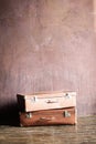 Shabby Vintage Stacked Ancient Suitcases Travel Royalty Free Stock Photo