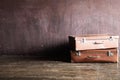 Shabby Vintage Stacked Ancient Suitcases Travel Royalty Free Stock Photo