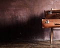 Shabby Vintage Stacked Ancient Suitcases Travel Royalty Free Stock Photo