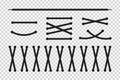 Vector set of realistic isolated shoe laces for template decoration on the transparent background. Royalty Free Stock Photo