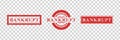 Vector realistic isolated red rubber stamp of Bankrupt logo for template decoration on the transparent background. Royalty Free Stock Photo