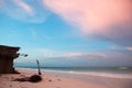 Shack on beach with beautiful sand and sky Royalty Free Stock Photo