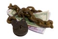 Shackled money under lock and key