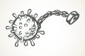 Shackles. Vector drawing virus concept