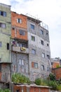 Shacks in a favela in the middle of the Atlantic Forest. Fragile buildings on the outskirts of SÃ£o Paulo, Brazil