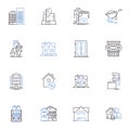 Shacks line icons collection. Rustic, Humble, Tiny, Cozy, Simple, Impoverished, Isolated vector and linear illustration