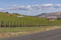 Shacks in a vineyard field Washington state landscape Royalty Free Stock Photo