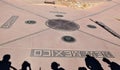 Shaddows of people visiting Four Corners Monument - Four Corners of Colorado, Utah, New Mexico and Arizona Royalty Free Stock Photo