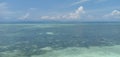 View above the lagoon with its turquoize color, shade of blue between sea and sky