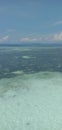 View above the lagoon with its turquoize color, shade of blue between sea and sky