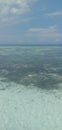 View above the lagoon with its turquoize color, shade of blue between sea and sky