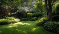 Shade garden in summer