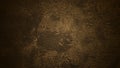 Shaded deep brown background. Old cracked surface. Aged flaking dyed leather texture