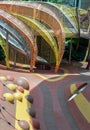 Shaded kid`s playground activity tower equipment at park. Children`s playing area indoor with toys equipment Royalty Free Stock Photo