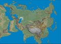 Shaded relief Eurasia map