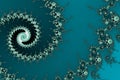 Abstract shaded spruce fantasy glossy spirals on dark teal background.