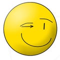 Shaded Winking Smiley Face & x28;Simple Cartoon Clipart / Emoticon / Illustration& x29;