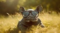 Shades of Adventure: A Playful Baby Rhinoceros with Sunglasses