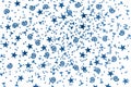 Shades of blue sparkling assorted festive confetti isolated