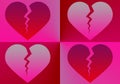 Shades of four broken red hearts - illustration Royalty Free Stock Photo