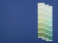 The shades of green on a blue background. The palettes of green colors. Royalty Free Stock Photo