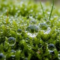 Shades of green, while the droplets reflect light, adding a sparkling Royalty Free Stock Photo