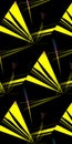 tall triangle yellow graphic pattern and geometric repeating design on black background Royalty Free Stock Photo