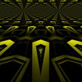 yellow lined pattern and geometric repeating design on black background Royalty Free Stock Photo