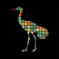 Shadoof bird mosaic color silhouette animal background black