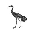 Shadoof bird spiral pattern color silhouette animal