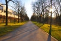 Shadow alley in early spring in Stadtschloss park