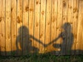 Shadow of the amicable boy and the girl