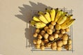 Shadow of bananas and longkong Royalty Free Stock Photo