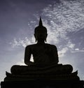 Shadow of buddha in the evening Royalty Free Stock Photo