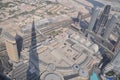 Shadow of Burj Khalifa onto Dubai Mall