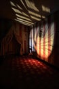 shadow of a circus tent projected on a wall