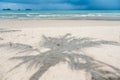 Shadow of coconut tree on Phrao Beach, Koh Chang, Trat, Thailand. Royalty Free Stock Photo