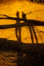 Shadow of couple of people walking in the desert Royalty Free Stock Photo