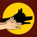 Shadow dog puppet pop art style vector Royalty Free Stock Photo