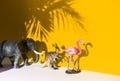 Shadow from the Elephant Flamingo and Kangaroo.figure of an animal Royalty Free Stock Photo