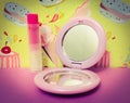 Shadow Encircled Compact Mirror With Lip Balm Royalty Free Stock Photo