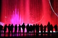 Shadow figures of people watching the fountain show