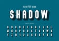 Shadow font and round alphabet vector, Letter typeface and number design, Graphic text on background